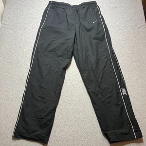 Nike Pants Mens XL Black Trackpants Baggy Wideleg Y2K Polyester Mesh Stripe